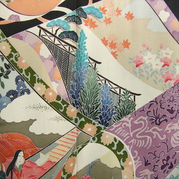 黒留袖の柄に付いた、黄色と茶色い古いシミ|愛知洗い人｜愛知県染み抜きのできるクリーニング店紹介サイト