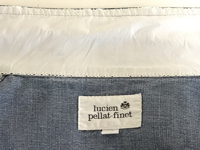 フランスの高級ブランド　「ルシアン・ペラフィネ」のジャケット　襟の黄ばみ修正|愛知洗い人｜愛知県染み抜きのできるクリーニング店紹介サイト