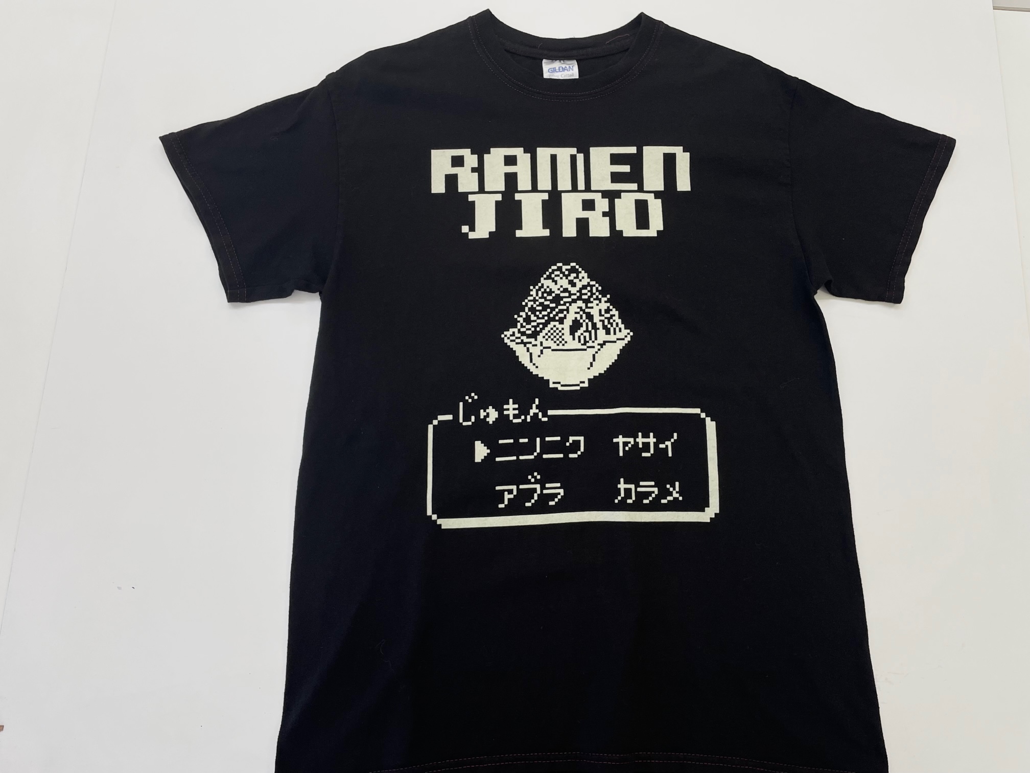 ラ―メン次郎のTシャツ　染め直し・色褪せ修正・染め替え 　☆大島紬泥染め☆|愛知洗い人｜愛知県染み抜きのできるクリーニング店紹介サイト
