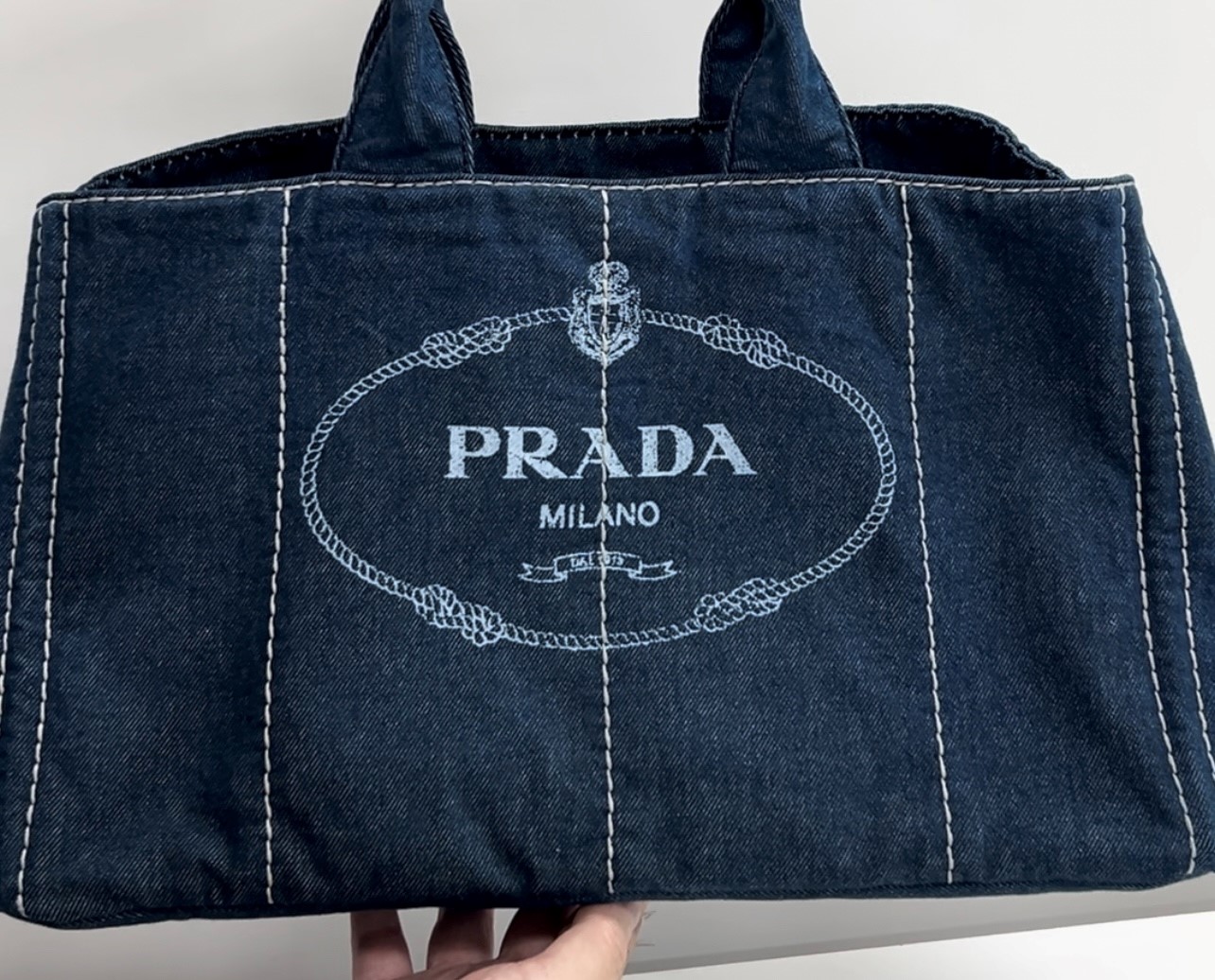 プラダ（PRADA）デニムバッグの色褪せ　染め直し|愛知洗い人｜愛知県染み抜きのできるクリーニング店紹介サイト